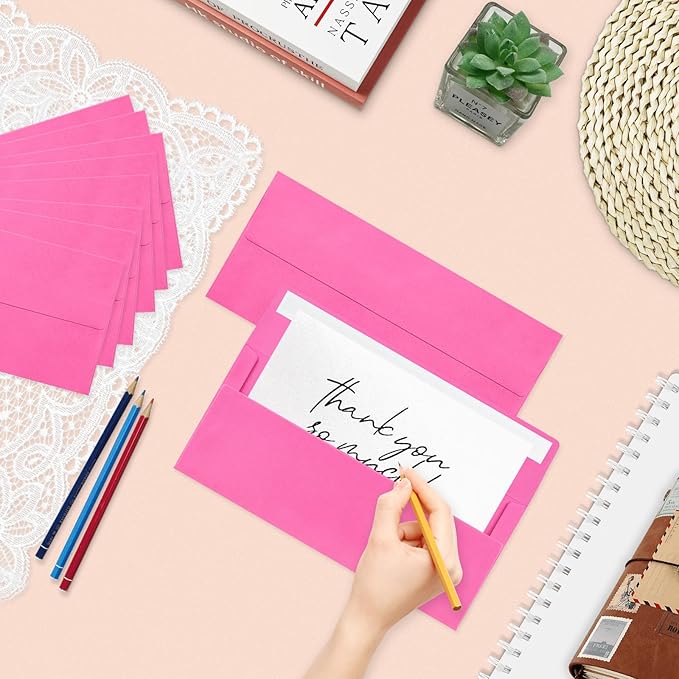 100 Pack #10 Business Envelopes, Rose Standard Envelopes Self Seal, Letter Size Mailing Envelopes for Checks Letters Invoices Statements Christmas Birthday Graduation Wedding, 4 1/8 x 9 1/2 Inch