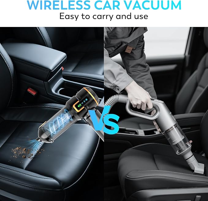 KedeeSparkle Car Vacuum Cleaner, 22000PA High Power Portable Handheld Car Vacuum & Air Duster, Mini Cordless Vacuum with LED Display, for Home, Office, Camping (Black Golden)