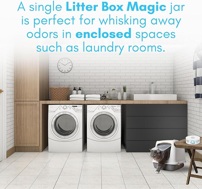 Litter Box Magic Cat Litter Deodorizer Jar (Fresh Scent, 16 Oz, Pack of 2) - Cat Litter Odor Absorber Gel In A Jar - Litter Box Pet Air Freshener - Litter Odor Eliminator to Freshen Air