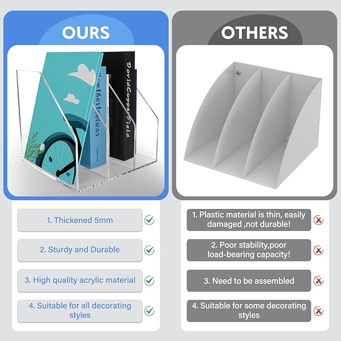 Acrylic Paper Tray Stackable Letter Organizers, Clear Paper Tray Desk Organizer, 3-Tier, Desk A4 File Holder for Office Document Desktop File Tray-2pack