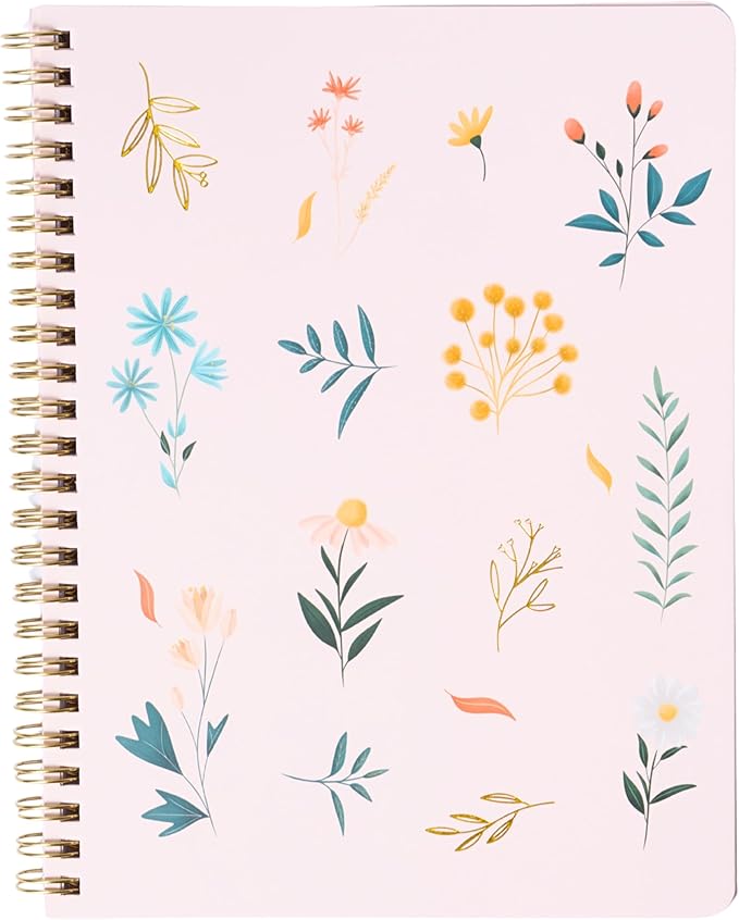 Happy Hoos® Aesthetic Spiral Notebook - 6.25" x 8.25" College Ruled Journal Notebook - Hard Cover Writing Journal for Work, School, Travel, More - Floral Notebook 8 Seasonal Designs(Summer Garden)