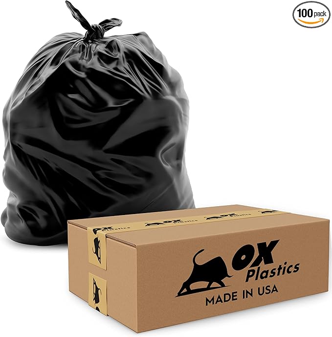 55-60 Gallon 2.5mil Extra Heavy Duty Contractor Garbage Bags, Puncture-Resistant, Made in USA, 48 x 50 (Black, 50 Count)