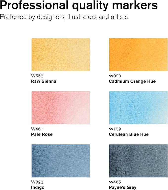 Winsor & Newton ProMarker Watercolor Marker Set, 6 Count, Sky Tones