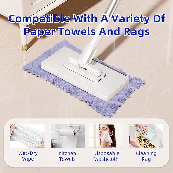 Mini Sweeper Mop No-Touch Dirty Cleaning Flat Dust Mop for Dry Wet Disposable Pads, Multi Surface Mop Floor Mopping and Sweeping Cleaning Head for Kitchen Wall Bathroom Toilet Corners Window