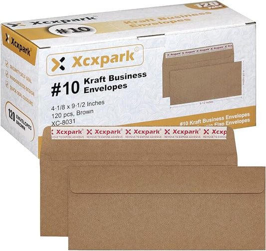 120 PCS #10 Brown Self Seal Kraft 4-1/8 x 9-1/2 inches Security Envelopes, Windowless Invisible Envelopes Super Strong Quick Seal Envelopes Security Tint Pattern Secure