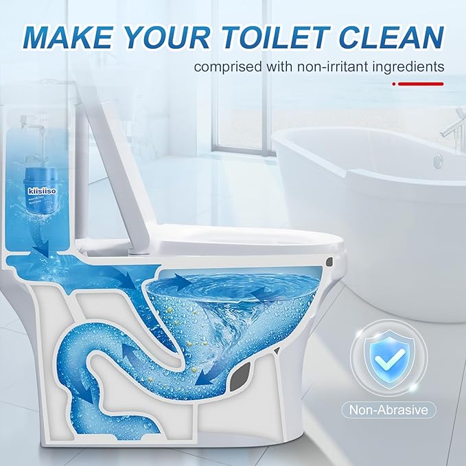 KIISIISO Toilet Bowl Cleaners 6 Bottles, Automatic Long-Lasting Toilet Bowl Cleaner Tablets in Bottle,for About 6 Months' Supply, Blue
