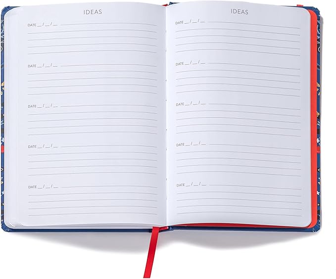 High Note Non-Dated Journal Notebook Dinara Mirtalipova, 6" x 8.5" Lined Floral Notebook with Foil Accents, 183 Pages, Elastic Band and Ribbon Bookmark