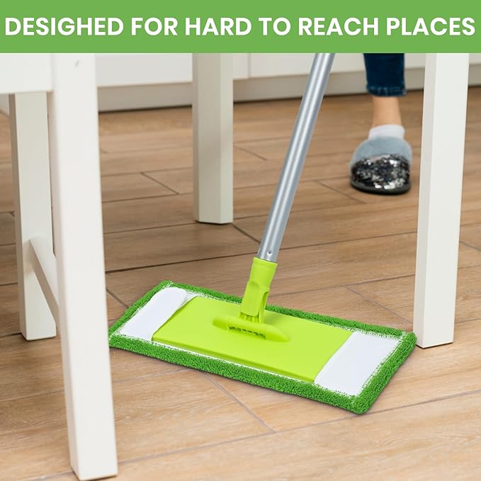 Mops for Floor Cleaning with 2 Different Washable Mop Refill Pads Hardwood Floor Mop with 55” Long Handle Multifunction Dust Mops for Kitchen Tile