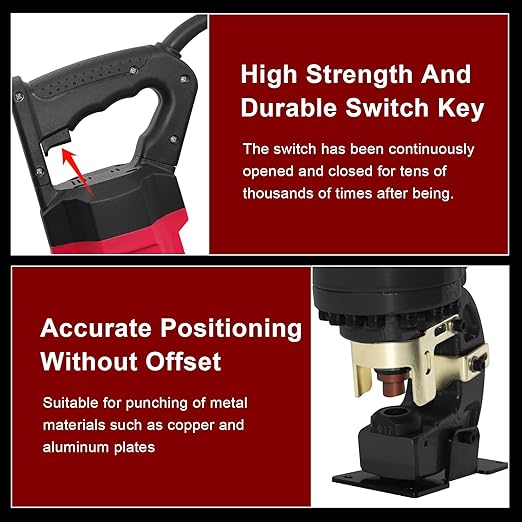 1400W Electric Hydraulic Hole Punch for Metal,Steel Hole Punch Heavy Duty Hydraulic Hole Puncher,Electric Punching Machine with 5 Dies - Precise Drilling for Aluminum Copper Plate Angle Iron,MHP-20