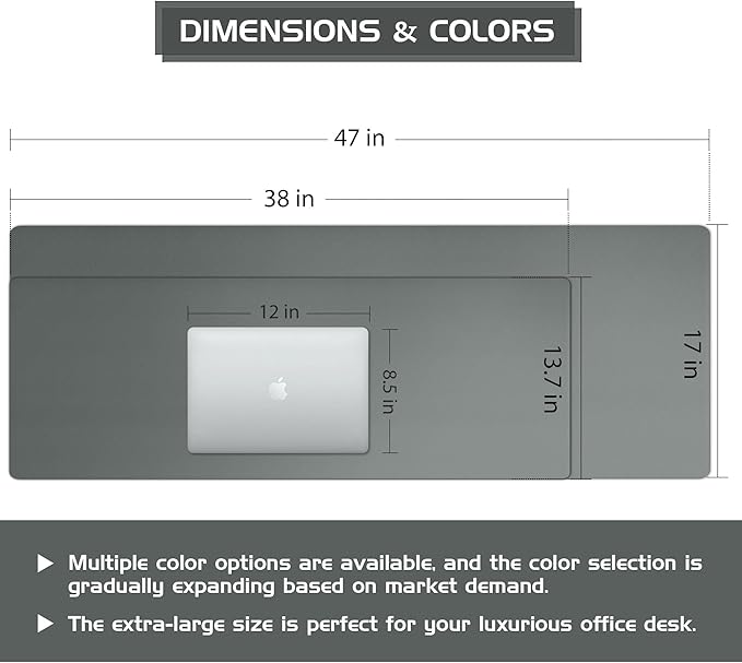 Aothia Leather Desk Pad Protector, Office Desk Mat, Large Mouse Pad, Laptop Desk Pad, Non-Slip PU Leather Desk Blotter, Waterproof Desk Writing Pad for Office and Home (Jungle Green, 47" x 17")