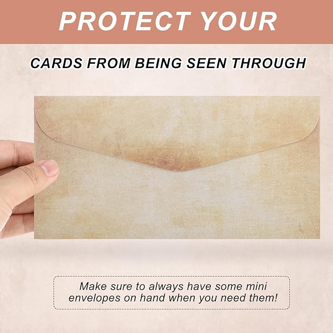 MECCANIXITY 48 Packs Envelopes Vintage Stationery Brown Yellow Marks Stationery Old Fashion Paper for Letter Writing, Invitations, Wedding-9 x 4 Inch