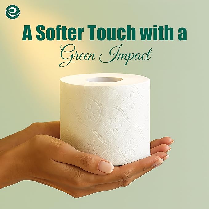 Eco Soul Premium Bamboo Toilet Paper 3 Ply | 24 Mega Rolls | 300 Sheets Each | FSC Certified Hypoallergenic, Textured & Skin-Friendly Septic-Safe Soft Bathroom Tissue Eco-Friendly Chemical & Dye Free