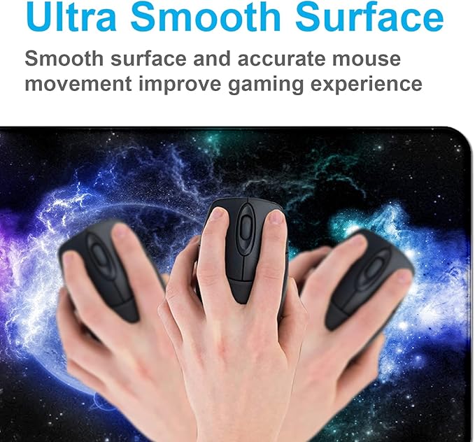 Large Extended Gaming Mouse Pad with Stitched Edges, Non-Slip Waterproof Rubber Base Mouse Pad for Office, Computer, Keyboard, Laptop and Home Desk Pad 35.4 x 15.7 x 0.12 Inch (Nebula Starry Sky)