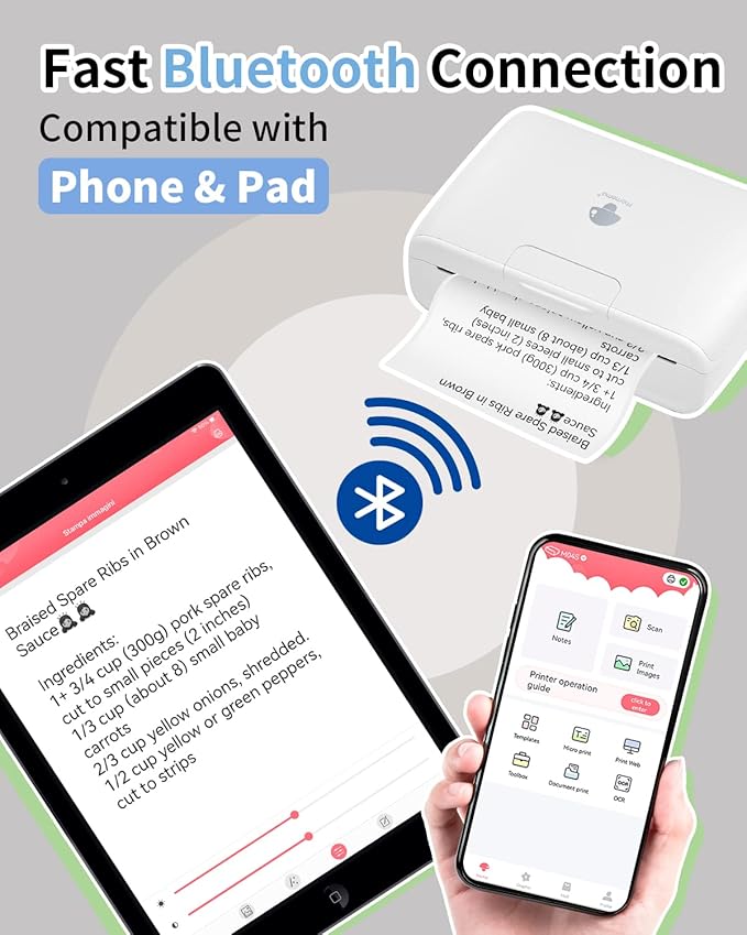 Phomemo M04S Bluetooth Portable Printer - Thermal Label Printer, Support 2/3/4 inch Printing, Compatible with Phones, Computer, 300dpi, Great for Documents, Notes, Stickers, Labels