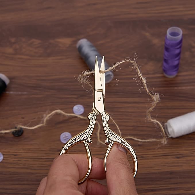 3.6 inch Sewing Embroidery Scissors, Straight Sharp Stainless Steel Sharp Scissors with leather sheath cover,DIY tools for Threading Needlework Dressmaker Artwork Everyday Use