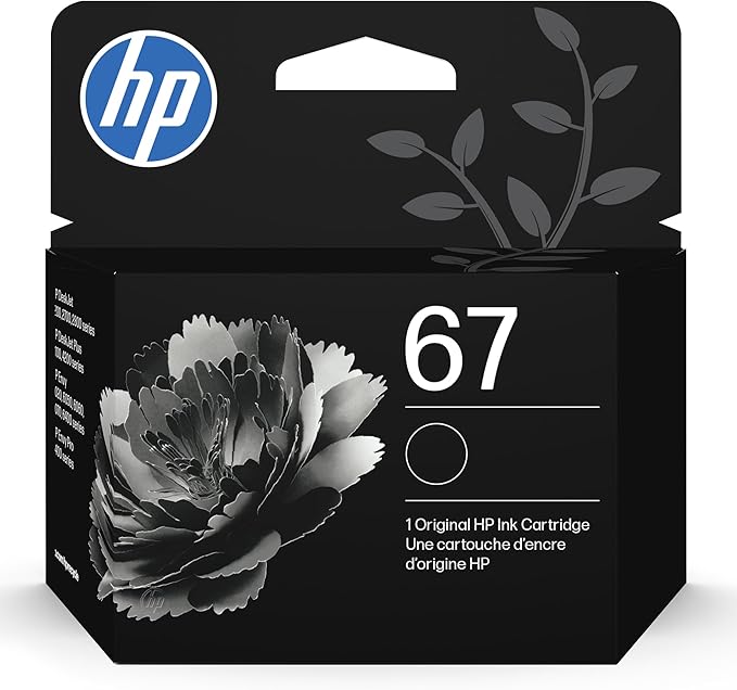 HP 67 Black Ink Cartridge for HP Printers, Works with DeskJet 1255, 2700, 4100 and ENVY 6000, 6400 Series, Eligible for Instant Ink, 3YM56AN | Packaging May Vary