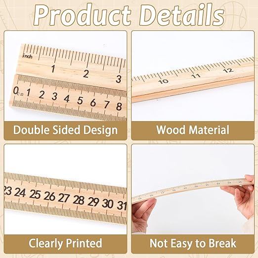 gisgfim 24 Pack 39 Inches Wood Double Sided Meter Stick Yard Stick Wood Economy Meterstick Wooden Ruler 100 Centimeters Measuring Yardstick Bulk School Classroom Home Office Kid Measuring Tailor Craft