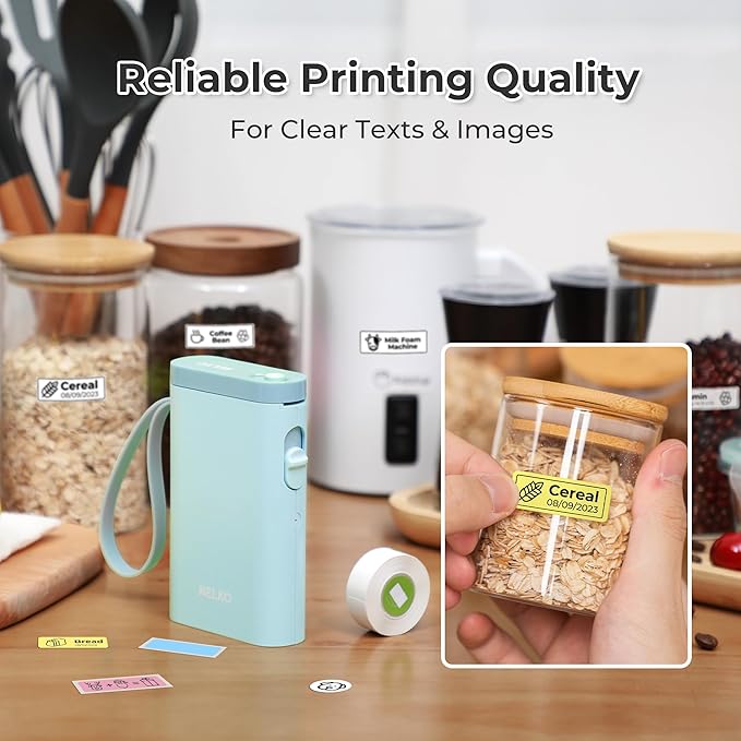 Nelko Label Maker Machine with Tape, P21 Bluetooth Label Printer, Wireless Mini Label Makers with Multiple Templates for School Office Home, Cyan