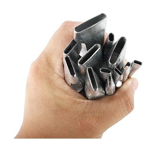 HYDDNice12 Pcs Leather Craft Hole Punch Set, 2-5mm Oval Shape Hole Punch Leather Hollow Hole Punch for Belt Watch Band Working
