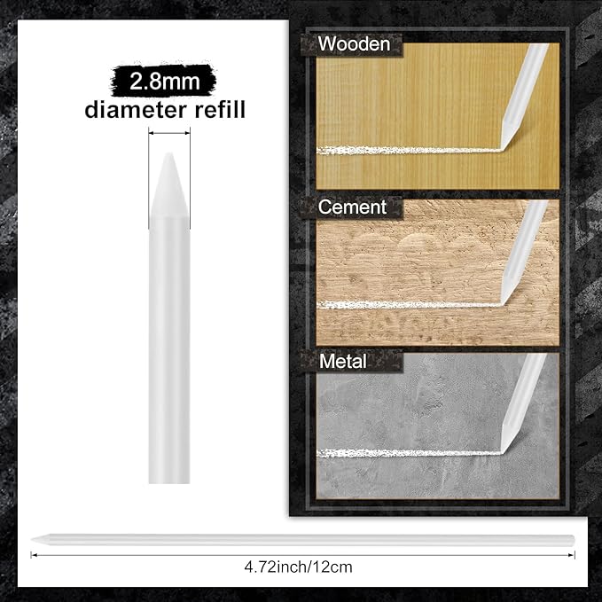 Zhehao 120 Pieces 2.8 mm Carpenter Pencils Lead Refills HB Refill for Construction Pencils Refills Mechanical for Writing Drawing Drafting Woodworking Construction (White)