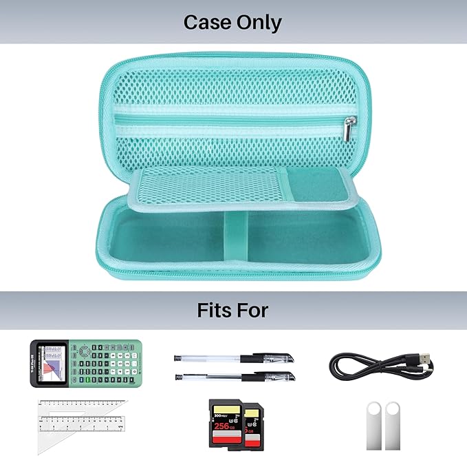 Hard Case Replacement for Texas Instruments TI-84 Plus CE/TI-84 Plus/TI-Nspire CX II CAS/TI-Nspire CX II/TI-83 Plus/TI-89 Titanium/TI-85 / TI-86 Color Graphing Calculator (Mint Green Case)