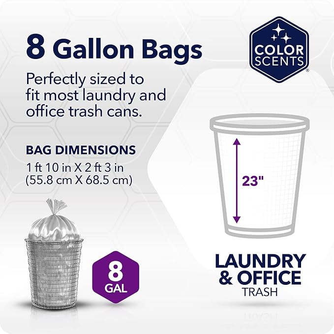 Color Scents Medium Trash Bags - 8 Gallon, 45 Bags (1 Pack of 45 Bags) Twist Tie - Mocha Mousse in Sweet Brewed Bliss Scent with Microban