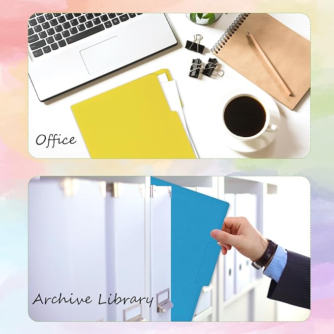 12Pcs Colored File Folders Letter Size Manilla File Folders with 1/3-cut Tabs Decorative File Pockets for Office School Business Home Organizer (12, Rainbow Color)