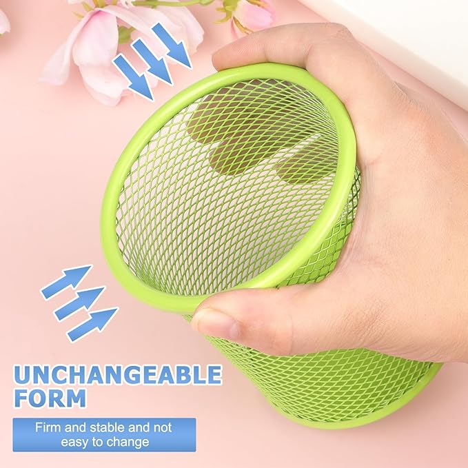 Tamaki Pen Holder Cup for Desk, Wire Mesh Pencil Cup Holder for Desk Office Pen Organizer (Green)