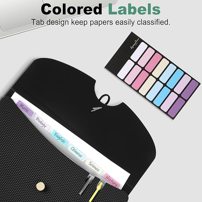 Sooez 7 Pocket Expanding File Folder, Premium Accordion File Organizer, Letter Size Folders for Documents, Sleek Filing Folders with Bungee Closure, Portable Folders for School Office Supplies, Green