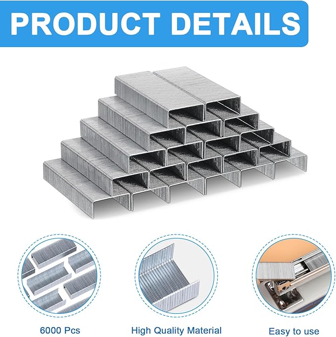 9 Pcs Desktop Stapler Bulk, Metal Desktop Staplers with 6000 Staples, Heavy Duty Office Stapler 25 Sheet Capacity Office Staple for School Office (Black)