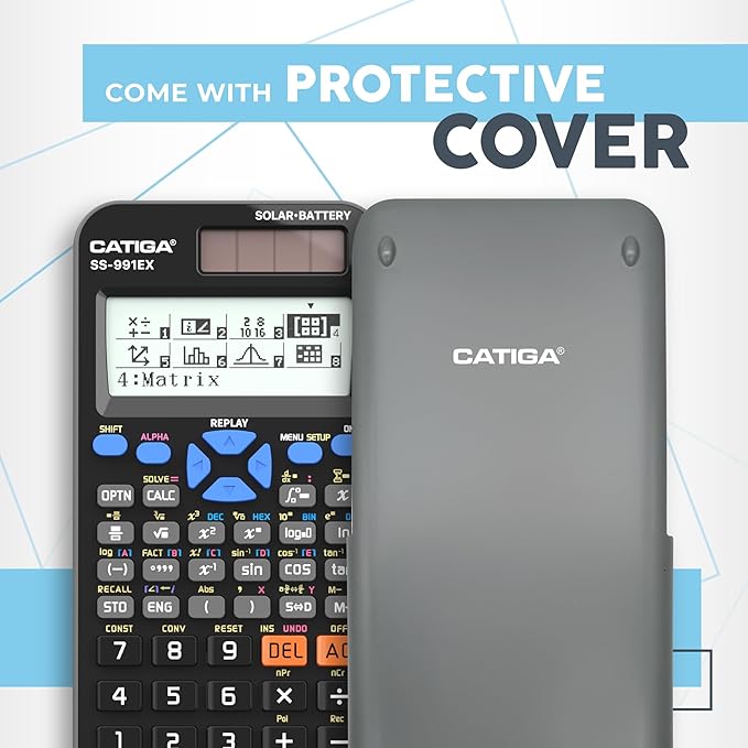 CATIGA SS-991EX Scientific Calculator with Advanced 550 Functions- Solar & Battery Powered, Multi-Function, High School & College Math, Trigonometry, Statistics, Algebra, Durable, Large Display