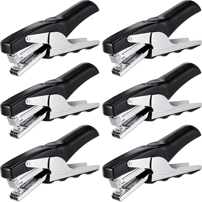 Yexiya Heavy Duty Plier Stapler Heavy Duty Office Hand Held Stapler Effortless 50 Sheet Capacity Desk Good for Stapling Home Warehouse School, Black(6 Pcs)