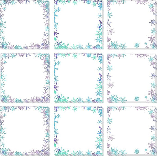 9 Pieces Christmas Sticky Note Christmas Snowflake Note Pads 450 Pieces of Self Adhesive Notebook Removable Memo Pads, 50 Sheets Each for Christmas School Office Home Students Teachers Presents