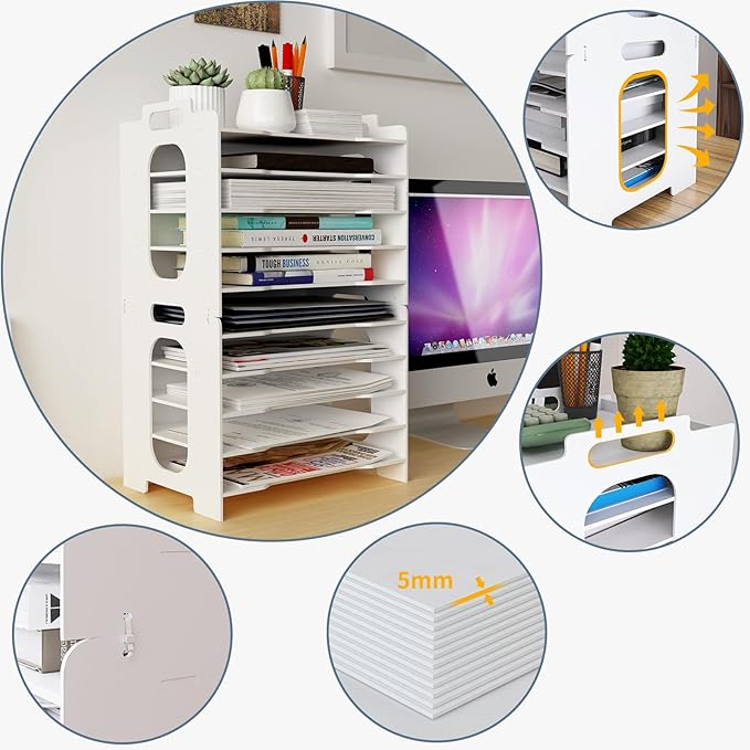 Natwind Office Paper Organizer for Desk Desktop Organizer File Holder Office Desk Organizer Letter Tray & Paper Holder Document Storage Rack for Home Office School 10-Tier