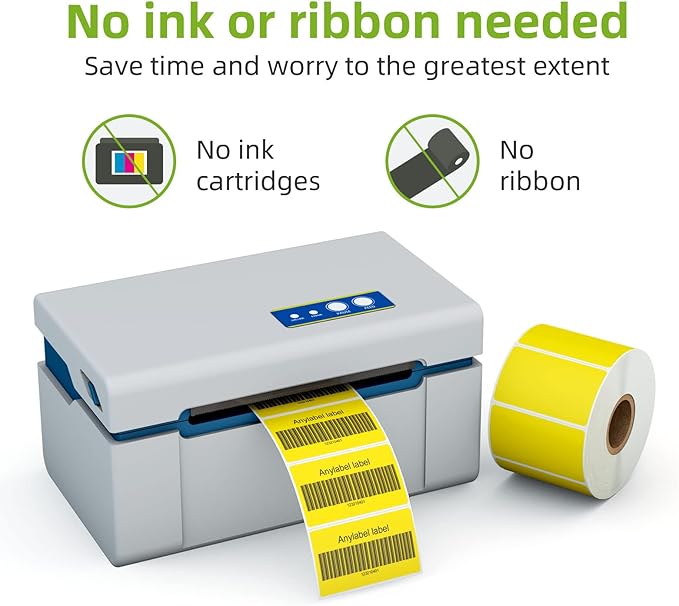 2.25" x 1.25" Yellow Direct Thermal Labels, Replacement for Self-Adhesive Address Shipping Barcode Thermal Stickers, Compatible with Rollo & Zebra Thermal Label Printer(1 Roll, 1000 Labels)