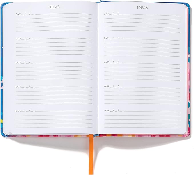 High Note Fresh & Colorful Non-Dated Journal Notebook, 6" x 8.5" Lined Softcover Notebook with Gold Foil Accents, 183 Pages, Elastic Band and Ribbon Bookmark