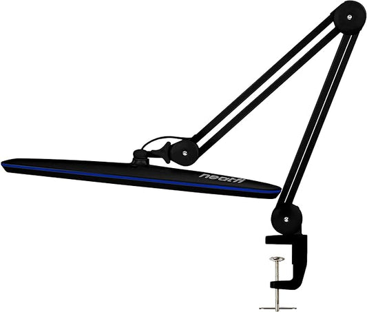 Neatfi XL 2,200 Lumens LED Desk Lamp, 23 Inches 24W, Adjustable Arm, Dimmable, Eye Caring, Nail Light for Home, Office, Study Lamp (Non-CCT with Clamp, Black)