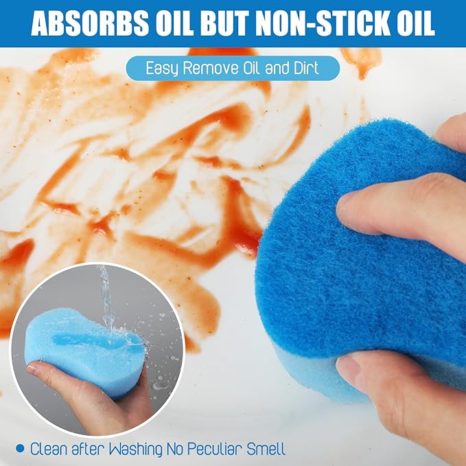Tanlade 240 Pcs Individually Wrapped Sponges Kitchen Bulk Non Scratch Scouring Sponges for Dishes Household Cleaning Travel Apartments Hotel Car (Blue)