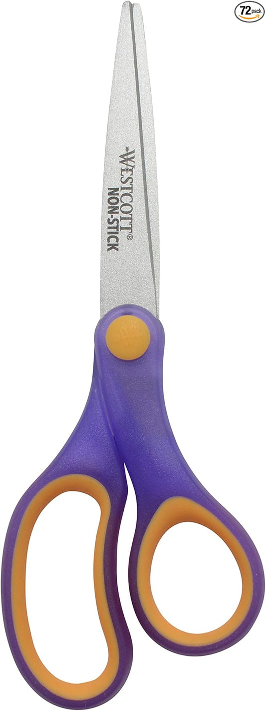 Westcott Non-Stick Student Scissors for Classroom Use, Ideal for Crafting and School Projects, Perfect for Kids Ages 12+, Back to School Supplies, 7-Inch, Assorted Colors