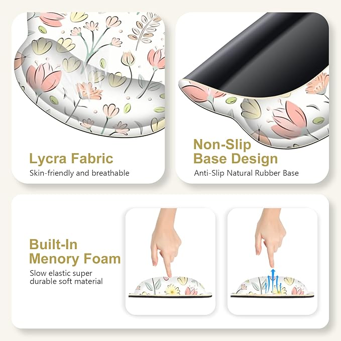 Desk Mat, 4in1 Large Mouse Pad with Wrist Rest, Cute Desk Matt for Desktop, Desk Pad Mat, Anti-Slip XXL Computer Ergonomic Mousepad with Wrist Support for Keyboard and Mouse I Nice Yellow Flowers