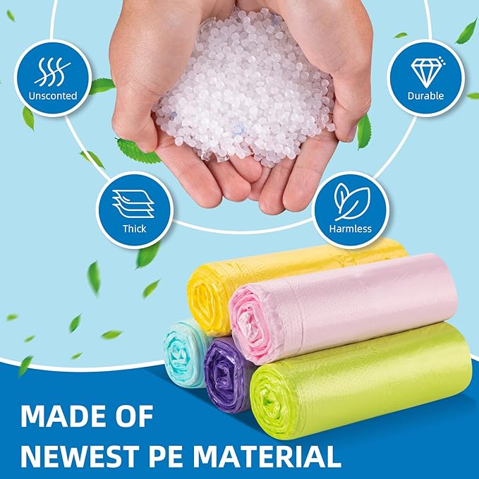 4 Gallon-Trash-Bag Small-Bathroom Kitchen Garbage Bags - Gal With Handle Recycling Colorful 100 Count For Can Recycle Car Unscented Waste Basket Little Disposable Plastic Outdoor Office Acqkunlo