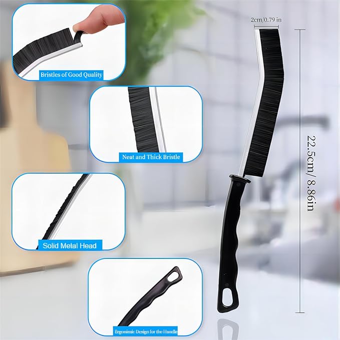 2 Pcs Crevice Cleaning Brush Hard Bristle Gap Brush Multifunctional for Bathroom Household Kitchen Tiles Window Crevice Cleaning Tool (Style 2)