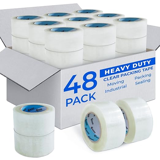 Packaging Tape, 48 Pack, Clear Shipping Tape, 2.7 Mil (68 Micron), 1.88" Wide x 65 Yards, Thick Box Tape, 3" Core, Strong Adhesive Tape for Moving Boxes, Warehouse, Storage & Distribution