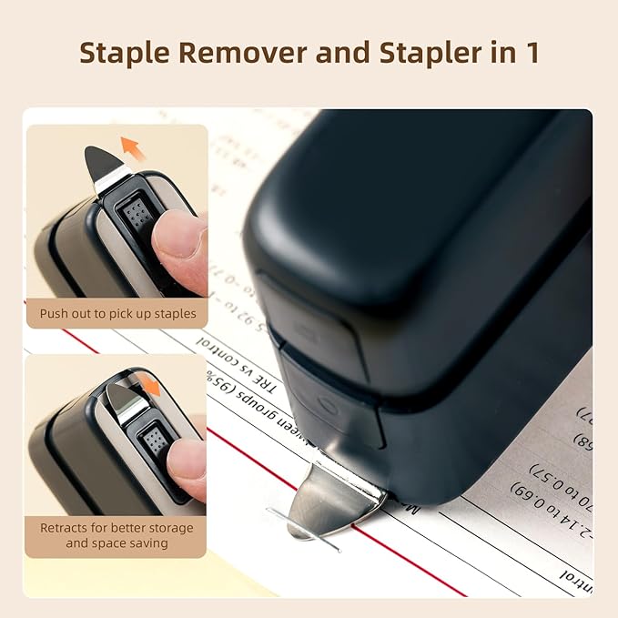 deli Stapler, Desktop Staplers with 830 Staples and Integrated Staple Remover, 40 Sheet Capacity Office Stapler, Black