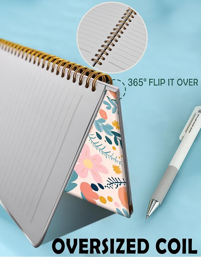 Spiral Journal Notebook for Women,A5 College Ruled Notebooks 6"x 8.4", 120 Pages Lined Journal with Premium Thick Paper,Perfect for School Office Home Gifts(Desert Leaf)