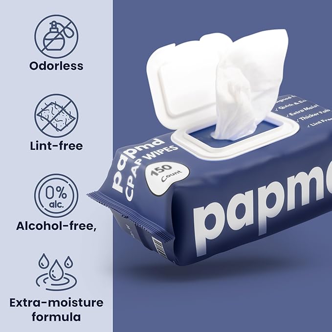 Unscented CPAP Wipes, 150-Pack Travel Wipes, Thick Lint-Free Fabric for Mask, Tube & CPAP Machines, Enhanced Moisture & Easy Pull Design