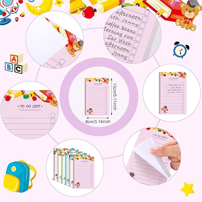 300 Sheets to Do List Notepad Daily Checklist Sticky Notes Cute Undated Memo Pad Color Block to Do Note Pad Weekly Plan Agenda and Organizer Planners for College(School Style,3.14 x 5.11 Inch)