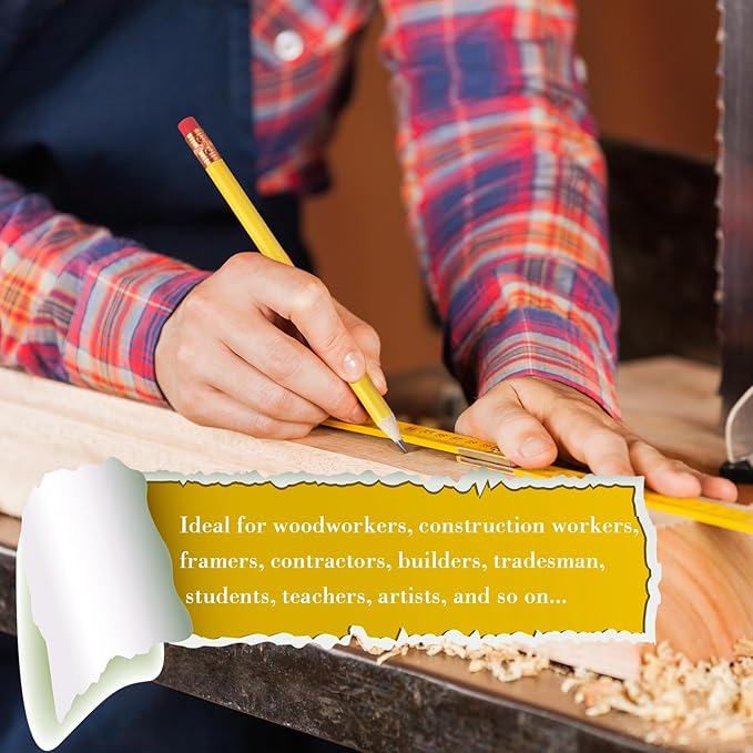 Fainne 48 Pcs Jumbo Pencil, Wooden Pencil with Black Core for Carpenters Construction Workers Woodworkers Framers Beginners Students Teachers DIY Project(Yellow,Round)