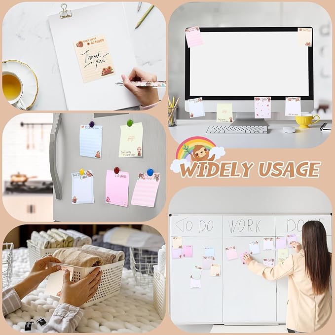 24 Pcs Sloth Sticky Notes with Pens Sloth Themed Gifts Women Party Favors Cute Notepad Memo Notes Pads Black Ink Ballpoint Pen for Animal Lover Christmas Gifts Office School Students Teacher Supplies