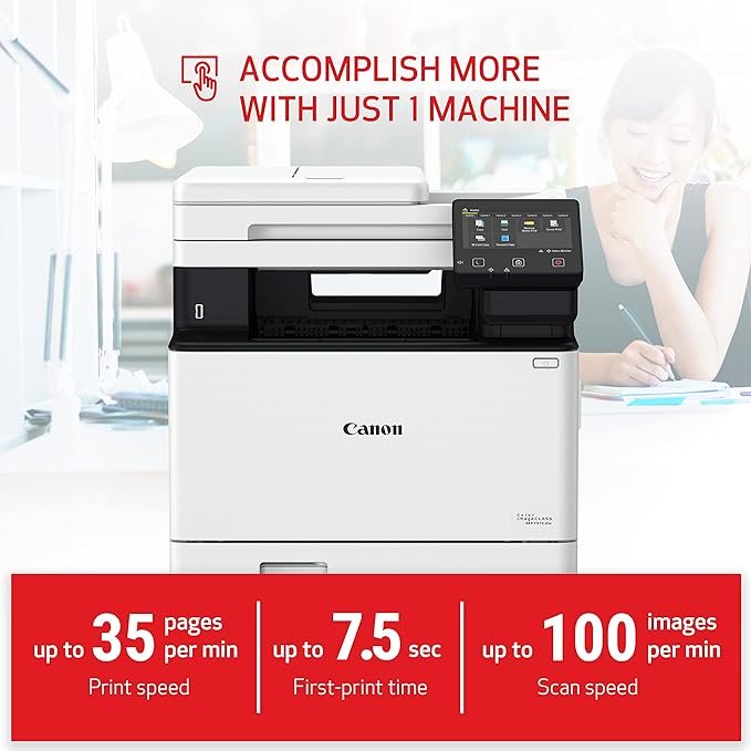 Canon imageCLASS MF751Cdw - Wireless Duplex Color Laser Printer, Multifunction with Copier, Scanner, Automatic Document Feeder, Mobile Ready, 3 Year Limited Warranty, 35 PPM, White